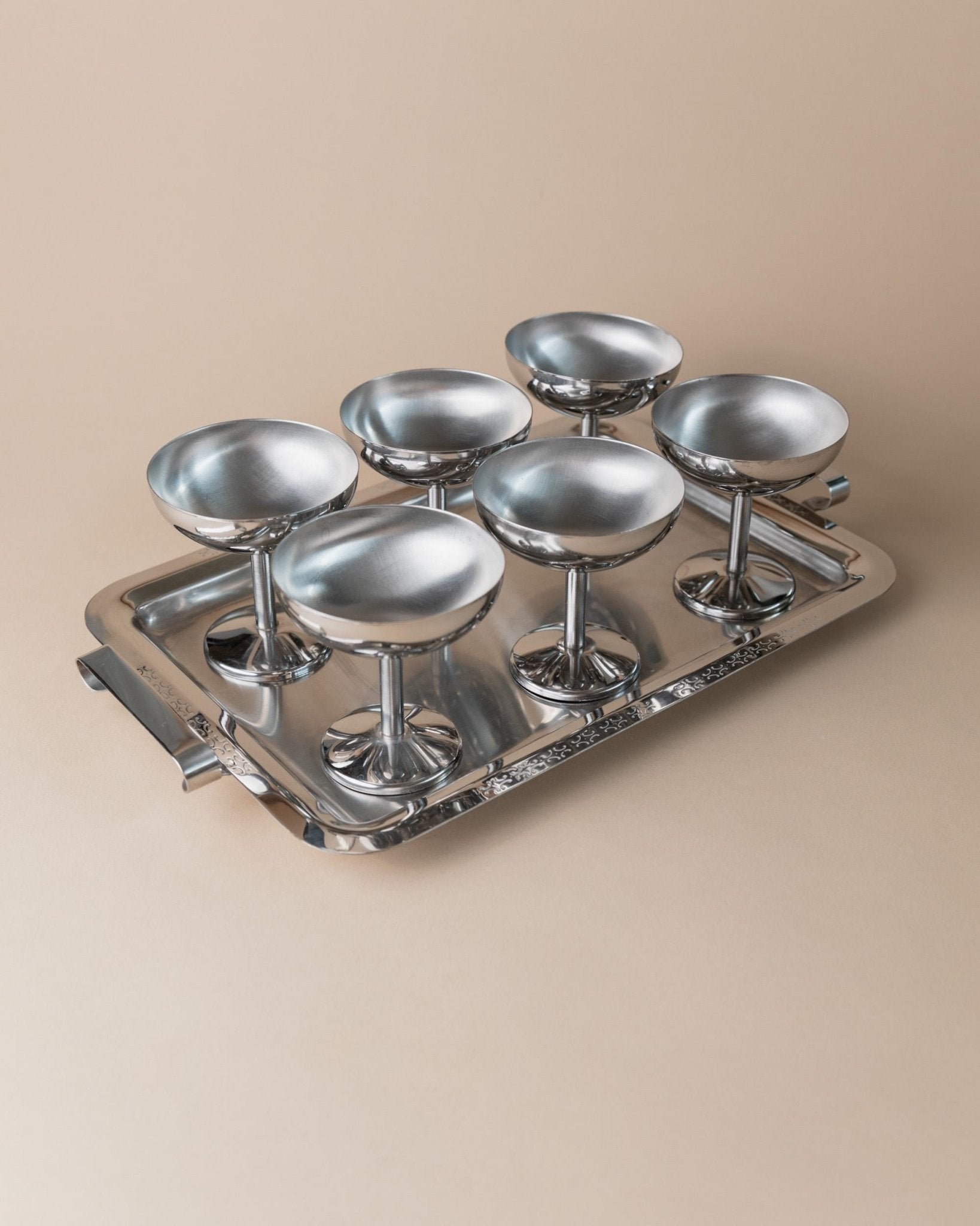 Vintage Drinking Set for 6 - with Tray, Minimalist Design Italy
