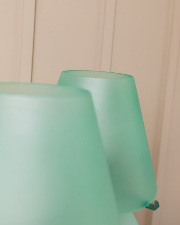 1 of 2 Mushroom table lamps in mint and green Murano glass - Italy Mid Century 1980s - Bottega Jacobs