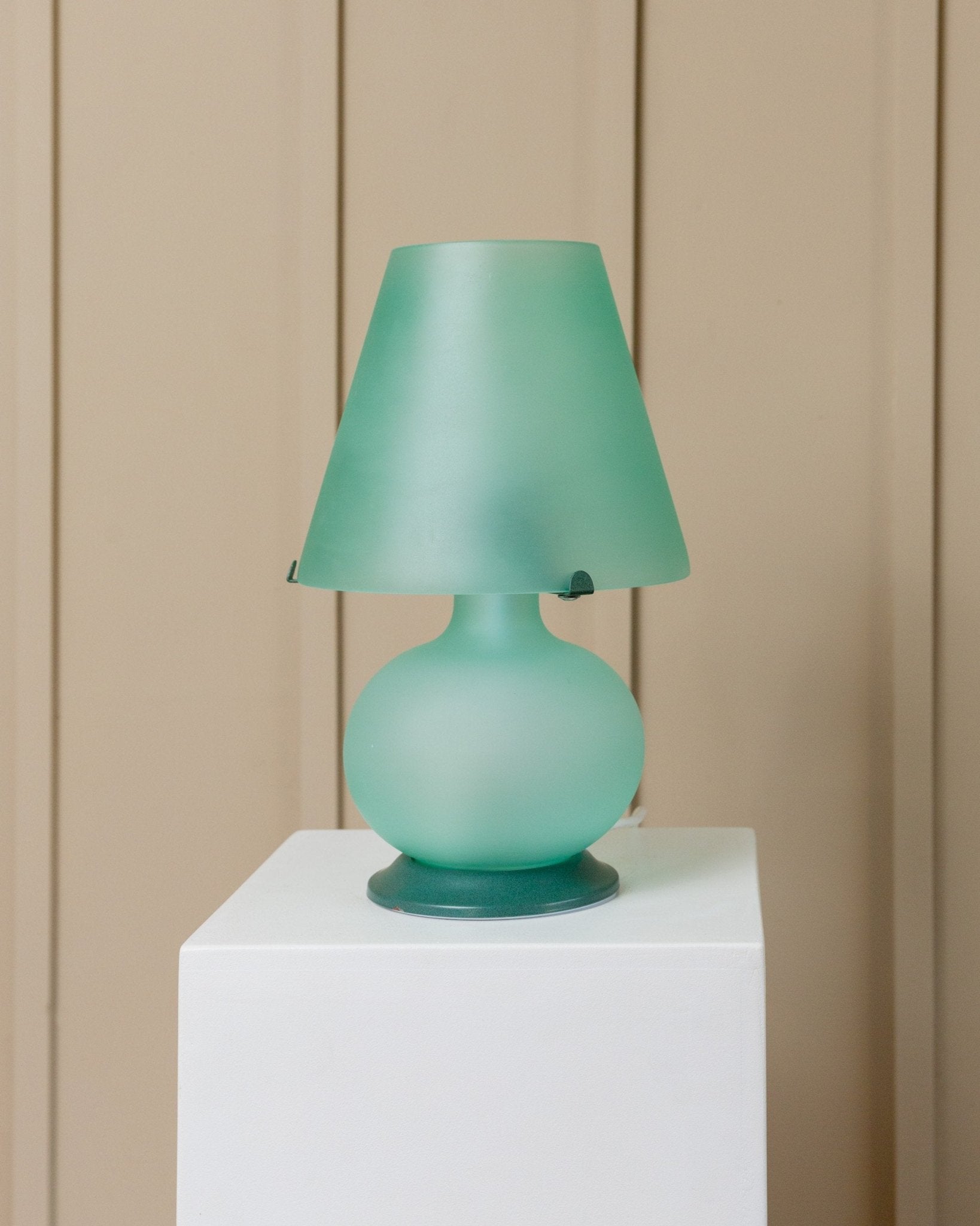 1 of 2 Mushroom table lamps in mint and green Murano glass - Italy Mid Century 1980s - Bottega Jacobs
