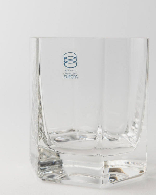 12 Vintage Hexagonal Drinking Glasses by Europa Cristalleria - for Wine, Longdrinks or Water - Design Italy 1980s - Tableware, Gift Idea_Bottega Jacobs