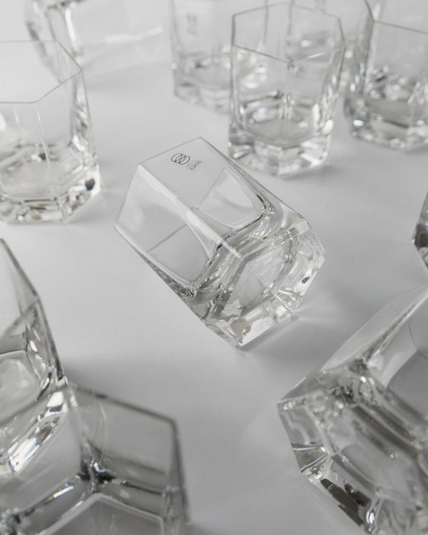 12 Vintage Hexagonal Drinking Glasses by Europa Cristalleria - for Wine, Longdrinks or Water - Design Italy 1980s - Tableware, Gift Idea_Bottega Jacobs
