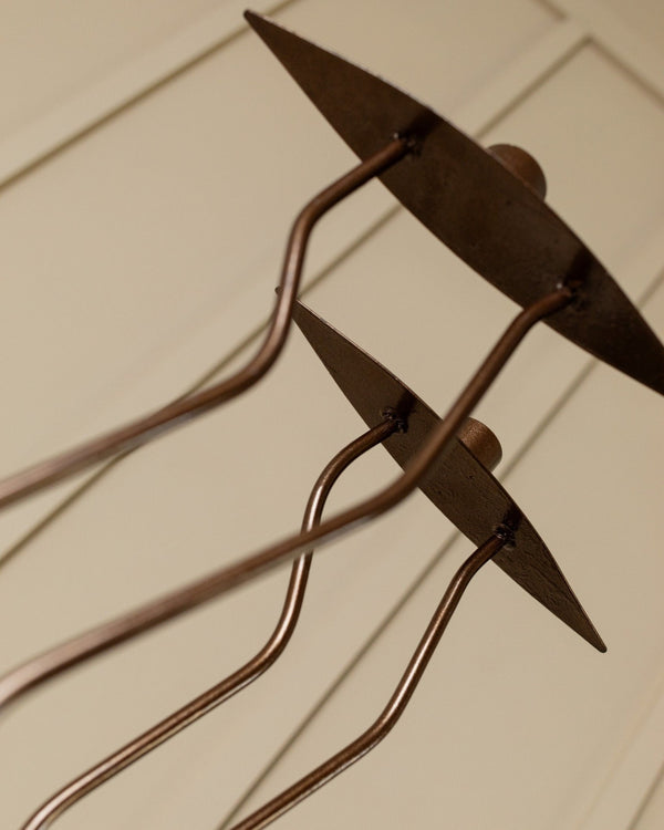 2 of 4 metal candlesticks - zigzag shape 90s look - postmodern memphis style - Italy 1990s - Bottega Jacobs