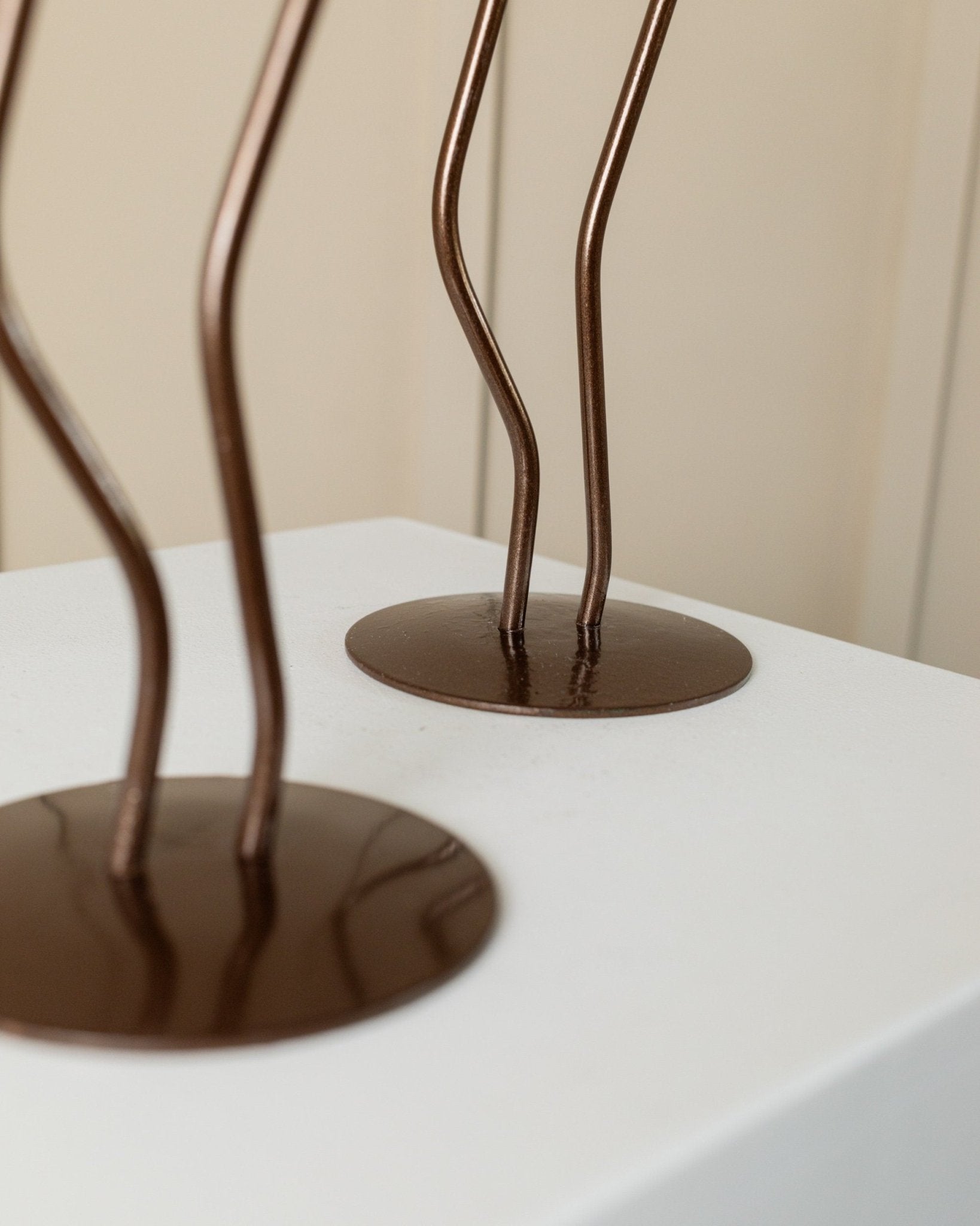 2 of 4 metal candlesticks - zigzag shape 90s look - postmodern memphis style - Italy 1990s - Bottega Jacobs
