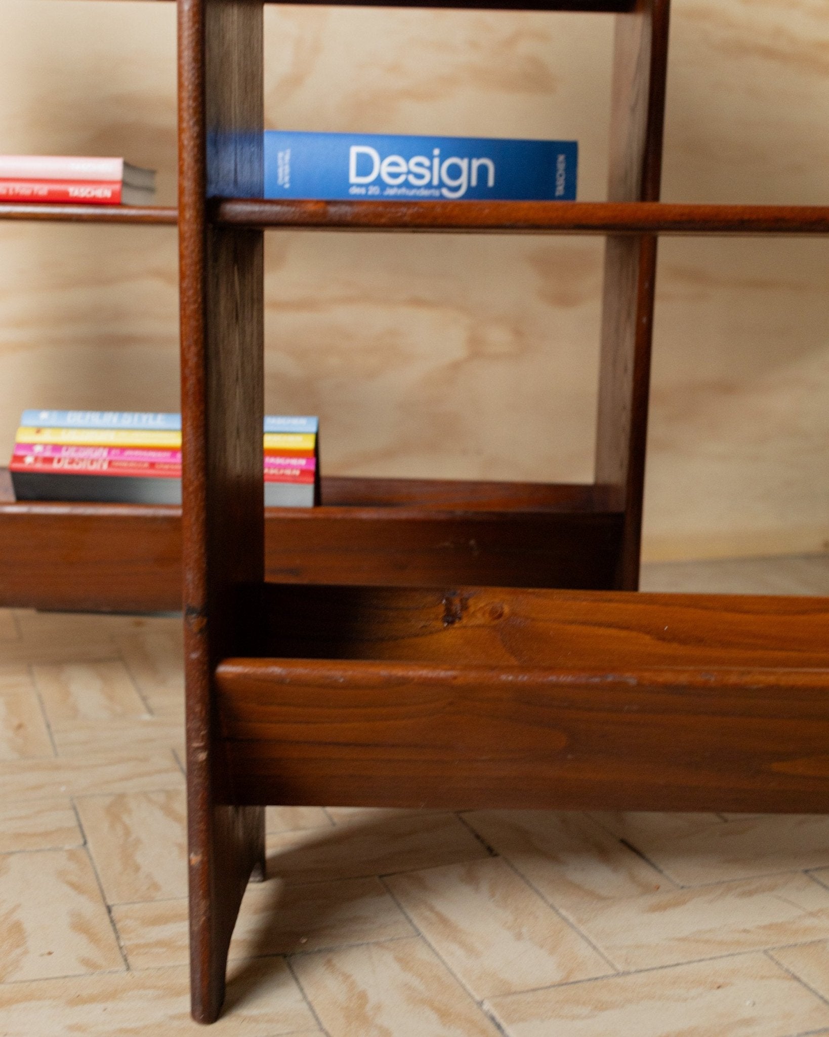 2 vintage bookcases - 1960s Italy, dark wood, 3 shelves, narrow design, decorative mid - century small furniture, retro gift - Bottega Jacobs