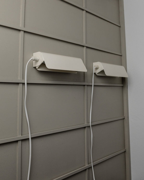 2 Vintage Fister wall lamps by Design Light - white metal minimalist - Denmark 1980s - Stylish reading lights swivelling, gift - Bottega Jacobs