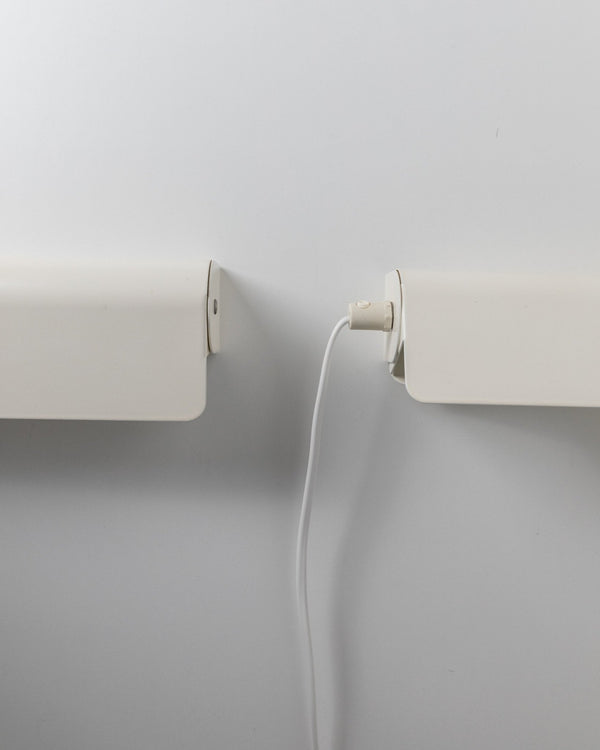 2 Vintage Fister wall lamps by Design Light - white metal minimalist - Denmark 1980s - Stylish reading lights swivelling, gift - Bottega Jacobs
