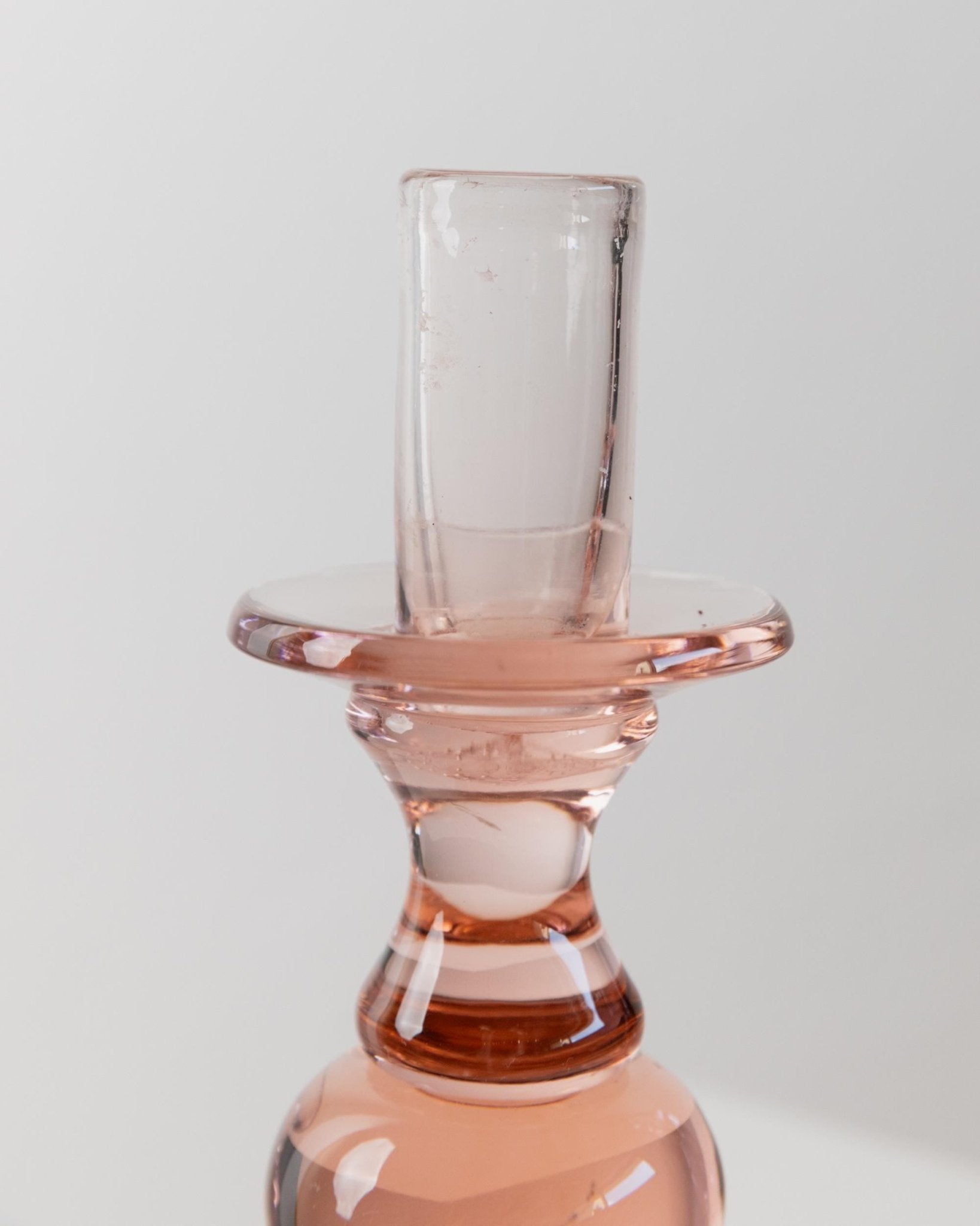 2 Vintage Glass Candle Holders peach - Simple Timeless Ball Design - Italy 1980s - Retro Candle Holders, Table Decoration, Gift Idea_Bottega Jacobs