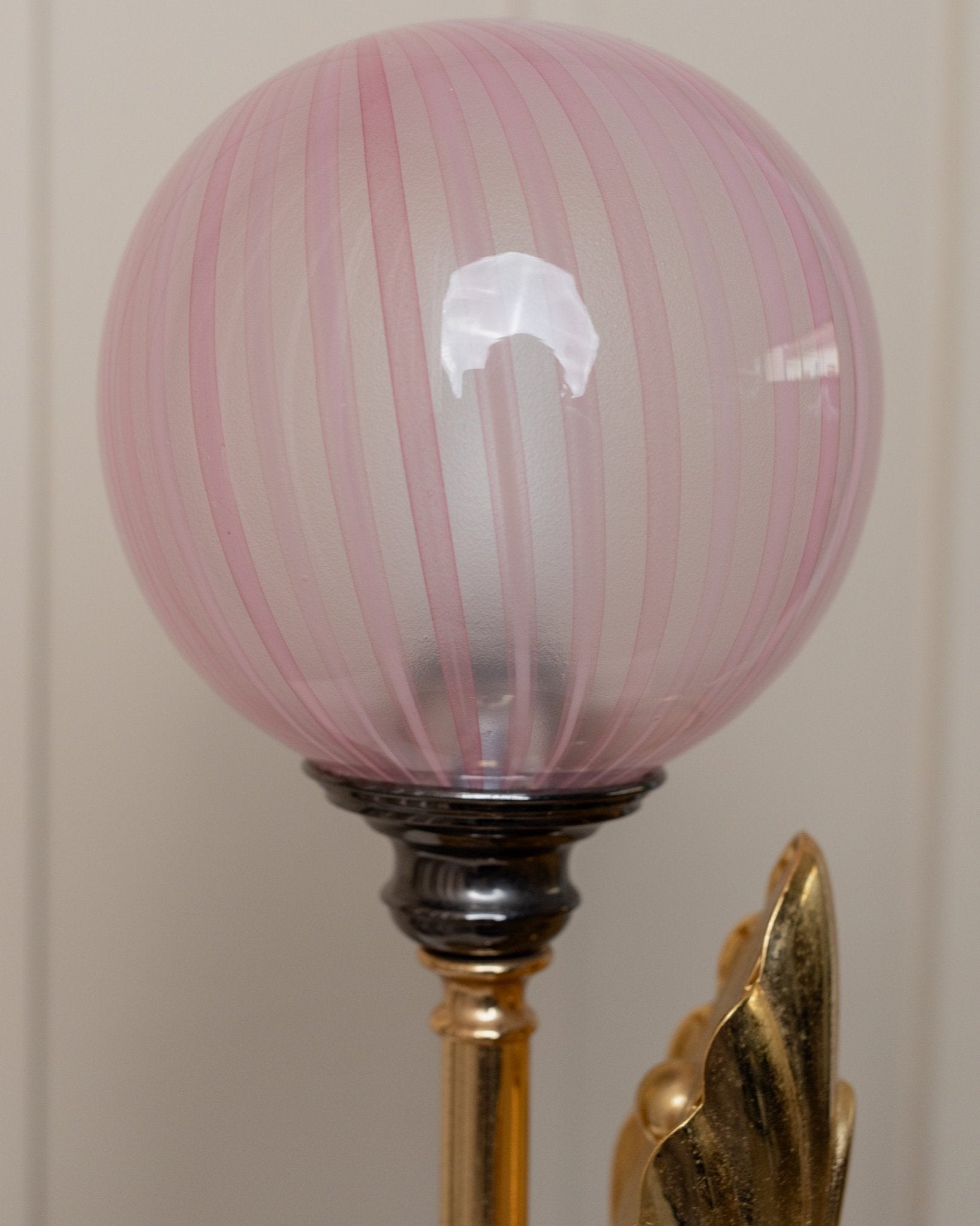 2 Vintage Table Lamps - Filigrana Murano Glass Balls from 1960s Italy - Pink Swirl, Floral Lamp Hollywood Regency Style, Gift Idea - Bottega Jacobs