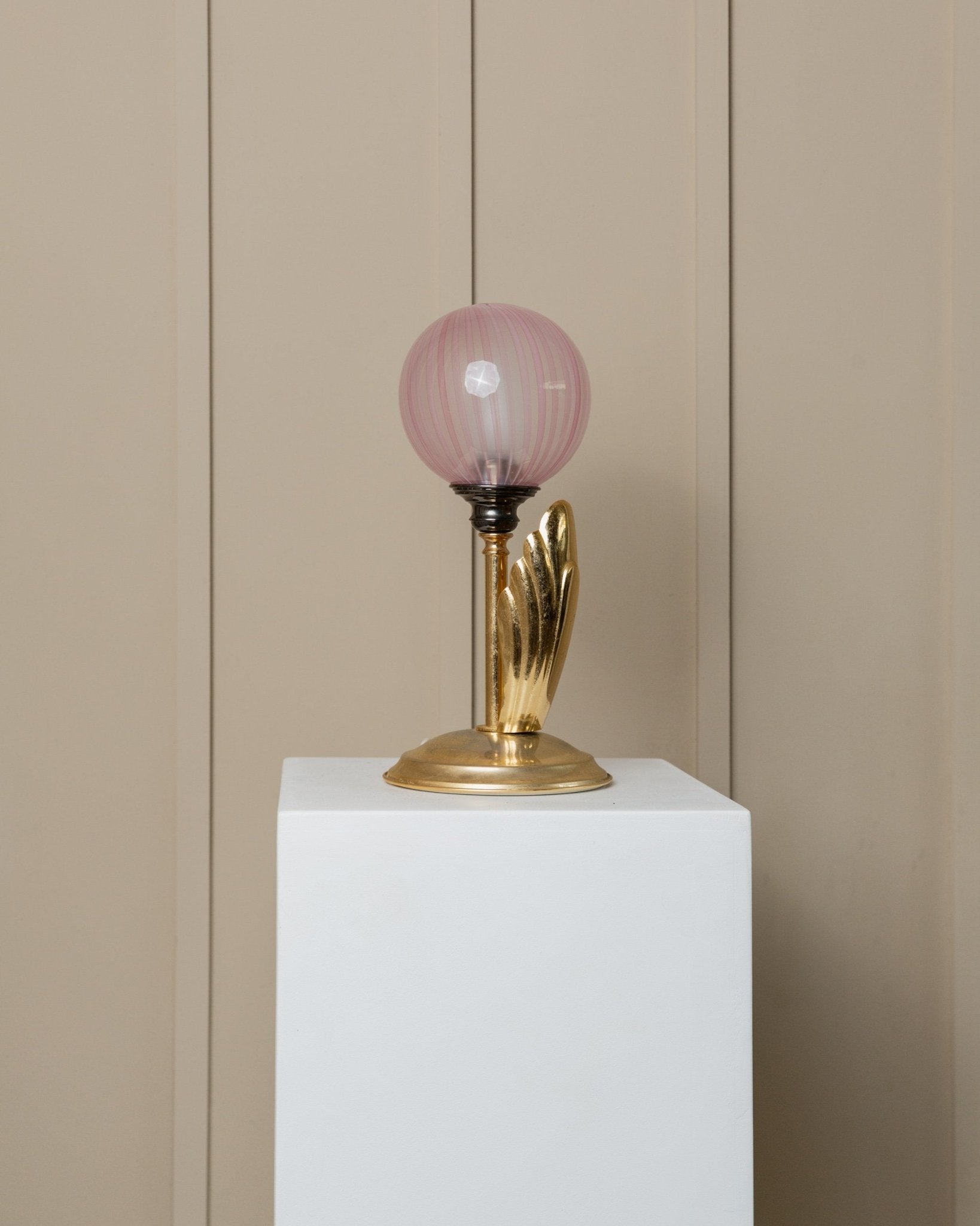 2 Vintage Table Lamps - Filigrana Murano Glass Balls from 1960s Italy - Pink Swirl, Floral Lamp Hollywood Regency Style, Gift Idea - Bottega Jacobs