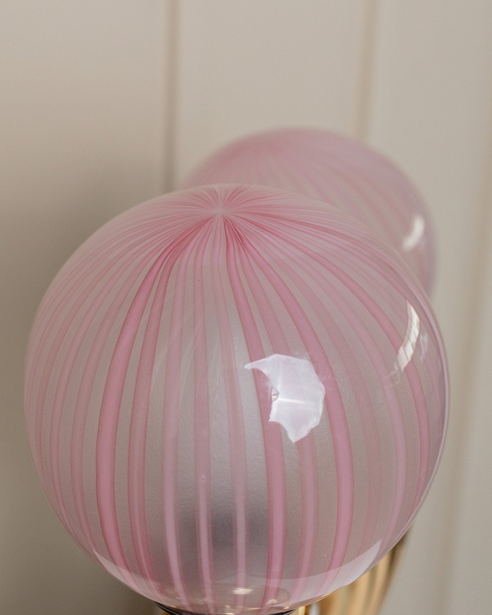 2 Vintage Table Lamps - Filigrana Murano Glass Balls from 1960s Italy - Pink Swirl, Floral Lamp Hollywood Regency Style, Gift Idea - Bottega Jacobs