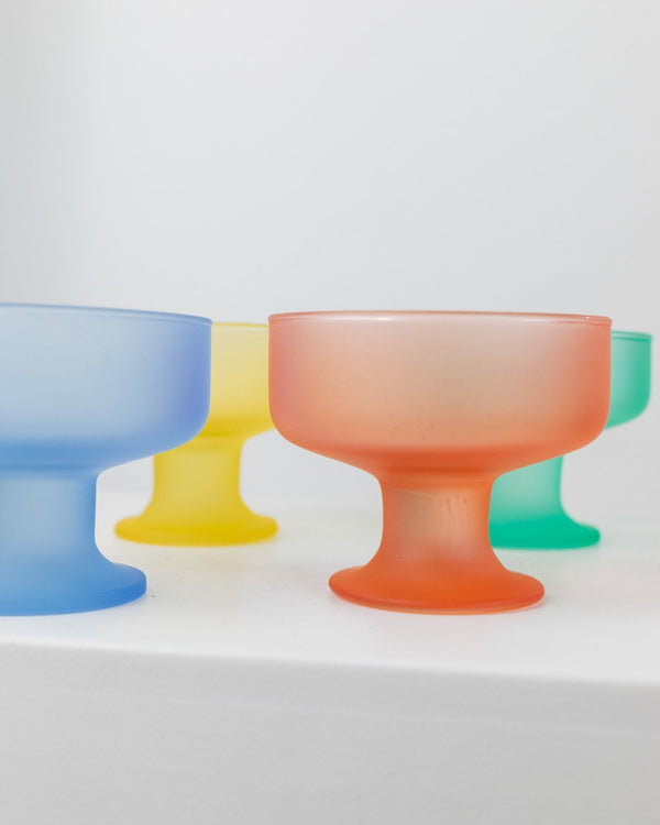 4 Vintage Drinking Glasses – Ice Cream Cups, Memphis Style – 1980s Italian Vintage Glassware – Bold Glass, Retro Gift Idea - Bottega Jacobs