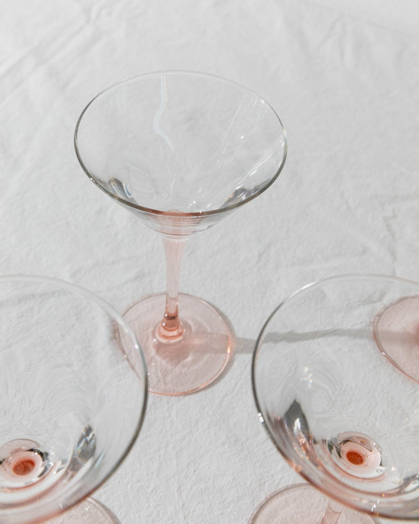 6 Vintage Martini Glasses - Pink Luminarc Champagne Bowls - France 1980s - Cocktail Glass Set, Memphis Style, Colourful Glassware, Gift Idea - Bottega Jacobs