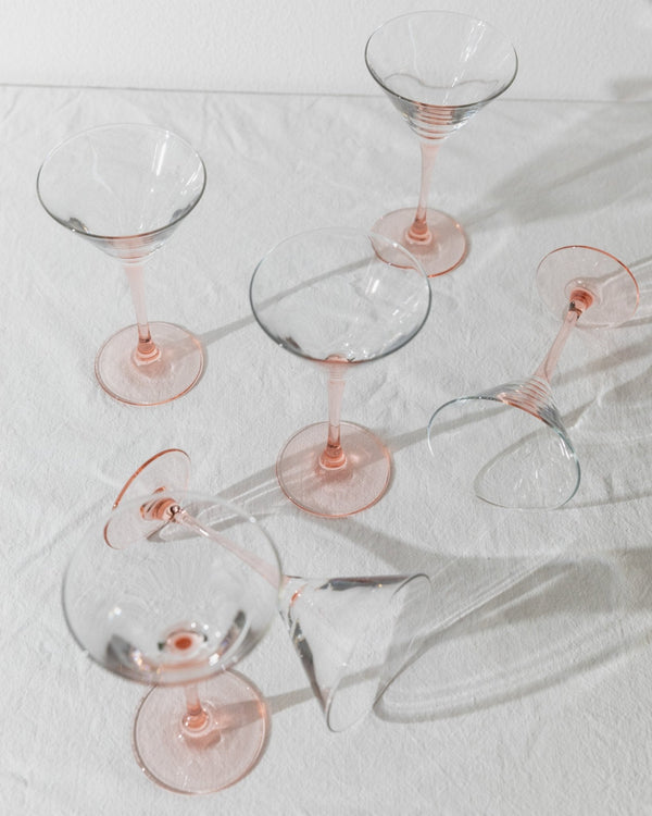 6 Vintage Martini Glasses - Pink Luminarc Champagne Bowls - France 1980s - Cocktail Glass Set, Memphis Style, Colourful Glassware, Gift Idea - Bottega Jacobs