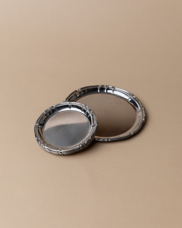 7 vintage stainless steel coasters - Italy 1980s - timeless design, decorated edge - Noble vintage table decoration, elegant gift idea - Bottega Jacobs