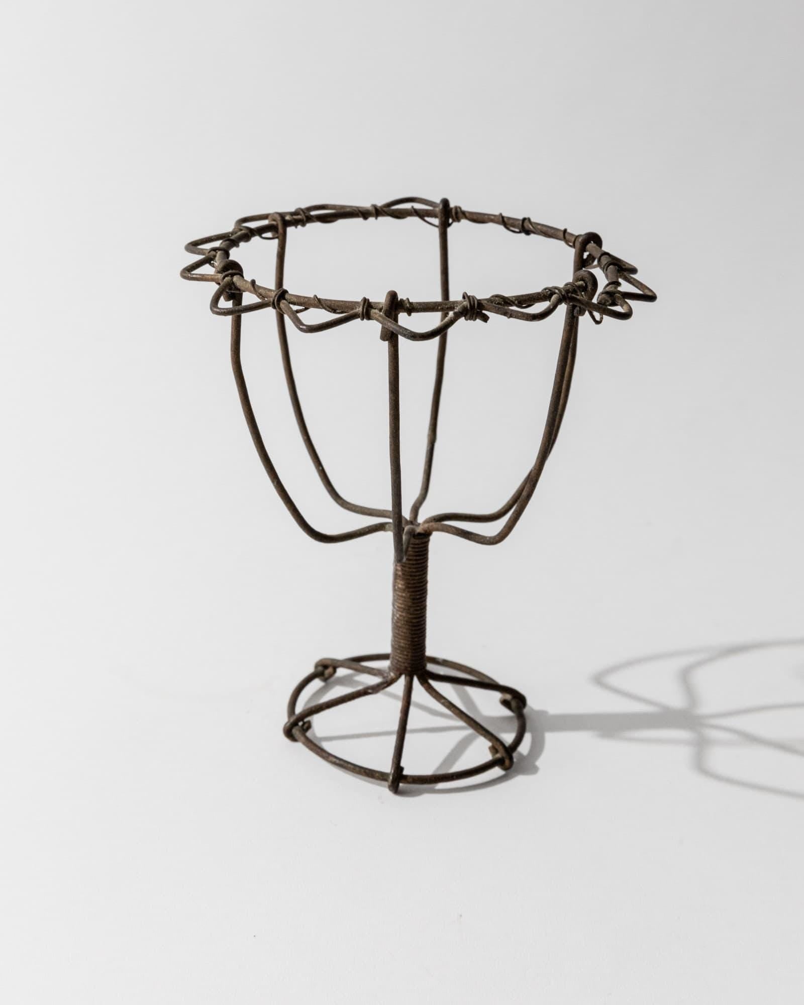 Antique 1850s Iron Wire Candleholder Set of 2, Hand Bent and Woven Metal Design, Antique Folk Craft Object, Elegant Table Decor, Gift Idea_Bottega Jacobs