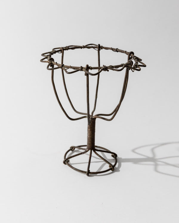 Antique 1850s Iron Wire Candleholder Set of 2, Hand Bent and Woven Metal Design, Antique Folk Craft Object, Elegant Table Decor, Gift Idea_Bottega Jacobs