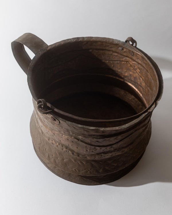 Antique 18th Century Copper Cauldron, Large Hand Hammered Vessel with Dual Handles, Rustic Planter, Timeless Italian Decor, Gift Idea_Bottega Jacobs