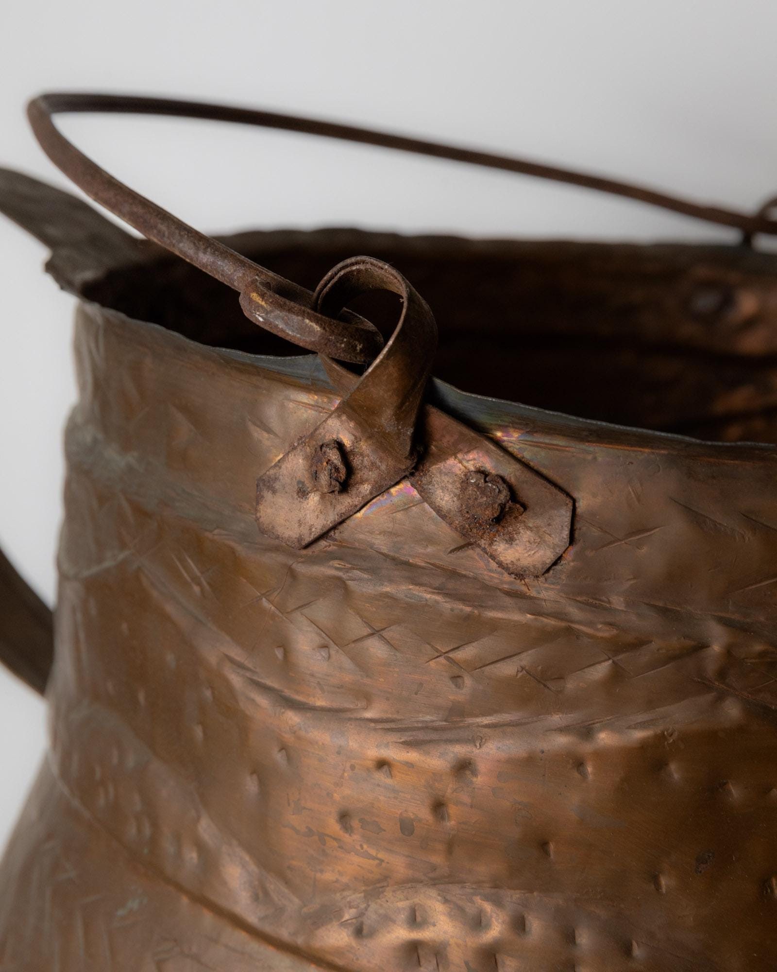 Antique 18th Century Copper Cauldron, Large Hand Hammered Vessel with Dual Handles, Rustic Planter, Timeless Italian Decor, Gift Idea_Bottega Jacobs