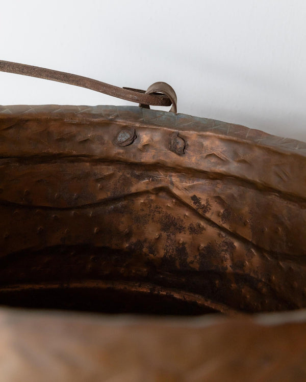 Antique 18th Century Copper Cauldron, Large Hand Hammered Vessel with Dual Handles, Rustic Planter, Timeless Italian Decor, Gift Idea_Bottega Jacobs