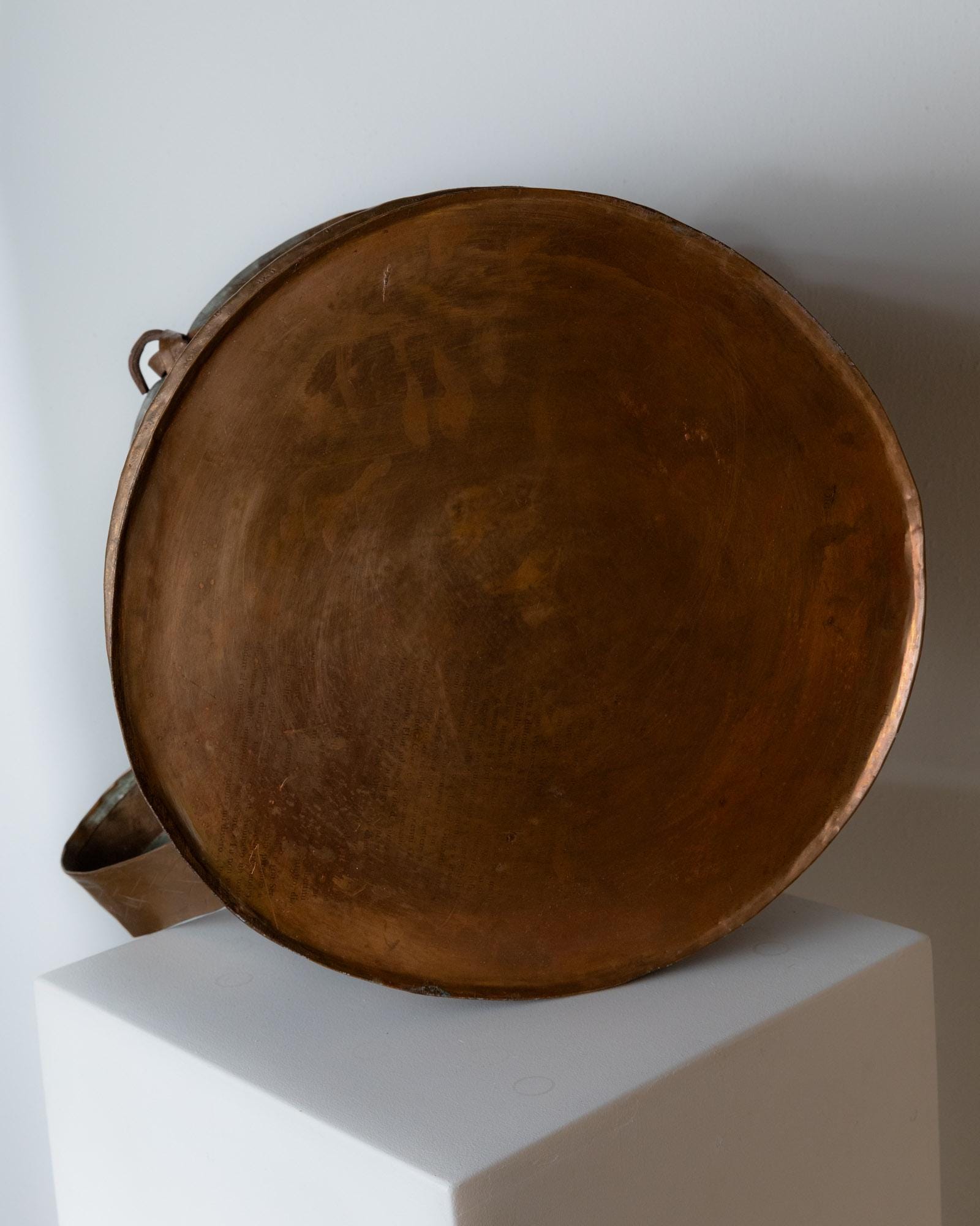 Antique 18th Century Copper Cauldron, Large Hand Hammered Vessel with Dual Handles, Rustic Planter, Timeless Italian Decor, Gift Idea_Bottega Jacobs