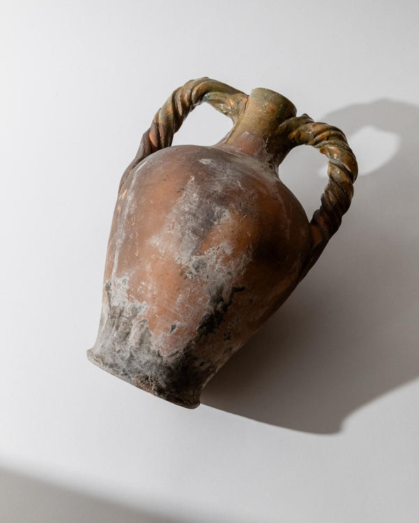 Antique 18th Century Terracotta Amphora, Italian Ceramic with Twisted Handles, Classic Decorative Form, Timeless Rustic Decor, Gift Idea_Bottega Jacobs