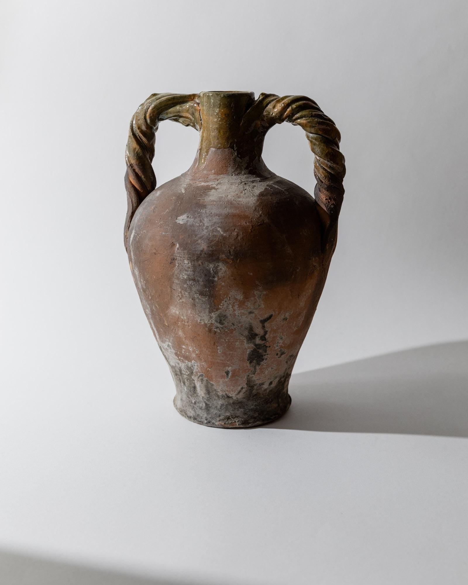 Antique 18th Century Terracotta Amphora, Italian Ceramic with Twisted Handles, Classic Decorative Form, Timeless Rustic Decor, Gift Idea_Bottega Jacobs
