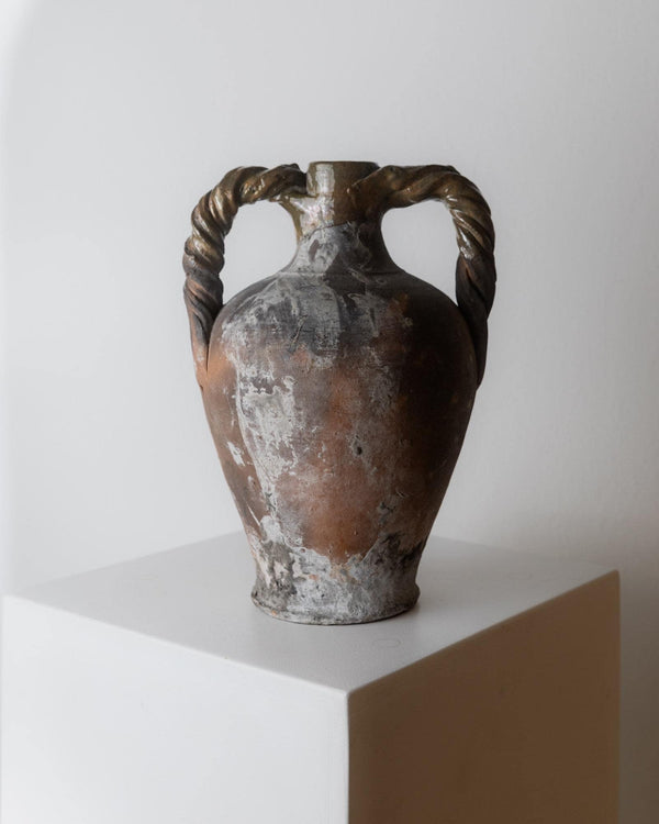 Antique 18th Century Terracotta Amphora, Italian Ceramic with Twisted Handles, Classic Decorative Form, Timeless Rustic Decor, Gift Idea_Bottega Jacobs