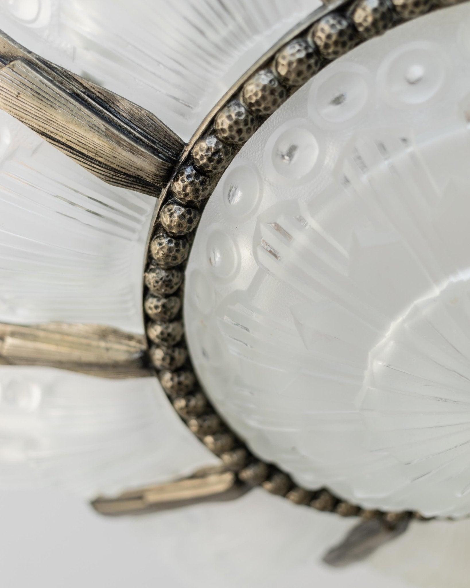 Antique 1930s Art Deco Chandelier, by Georges Leleu France, Grand Museum Piece, Exceptional Glassart, Rare Collector Ceiling Lamp, Bronze and Glass_Bottega Jacobs