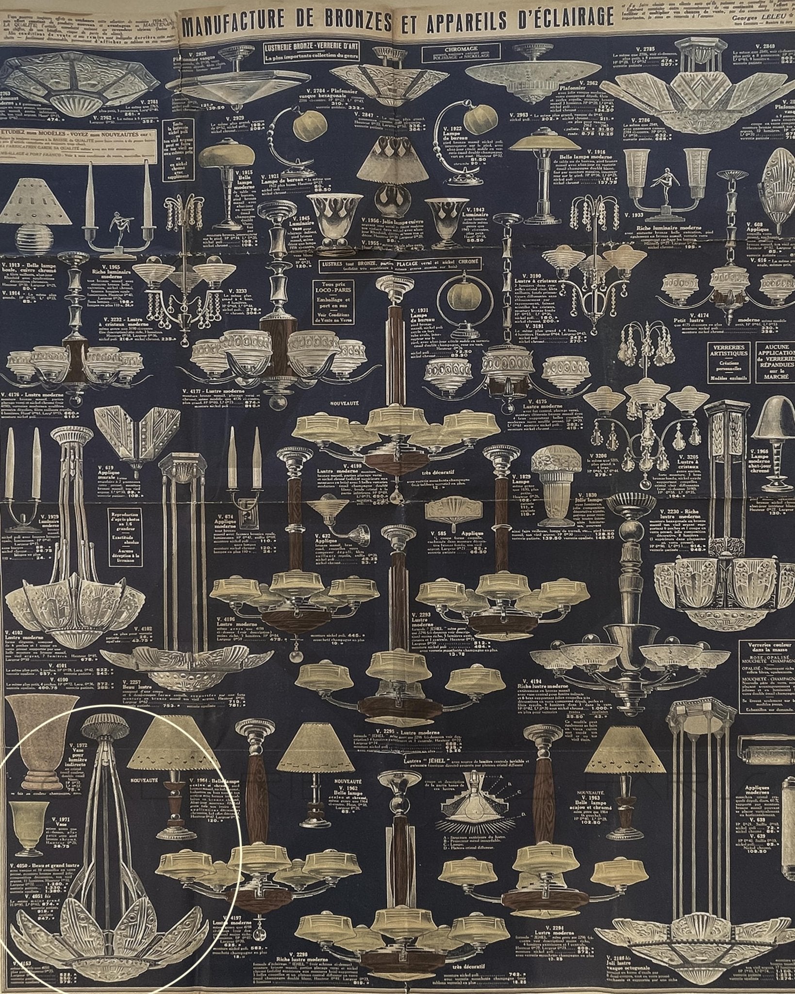 Antique 1930s Art Deco Chandelier, by Georges Leleu France, Grand Museum Piece, Exceptional Glassart, Rare Collector Ceiling Lamp, Bronze and Glass_Bottega Jacobs