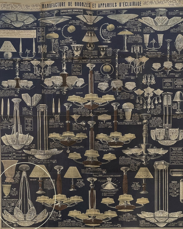 Antique 1930s Art Deco Chandelier, by Georges Leleu France, Grand Museum Piece, Exceptional Glassart, Rare Collector Ceiling Lamp, Bronze and Glass_Bottega Jacobs