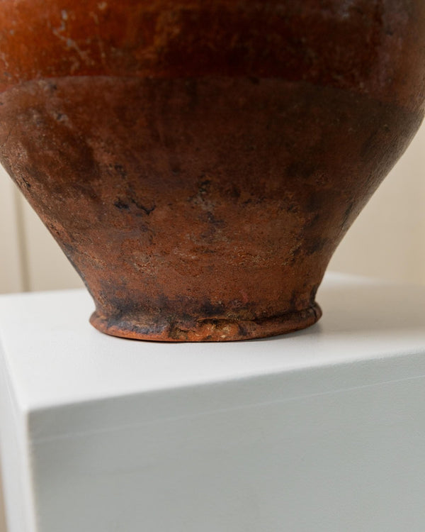 Antique rustic Ceramic confit Pot with Handles - Italy 19th century - vase perfect for farmhouse kitchen decoration, gift idea_Bottega Jacobs