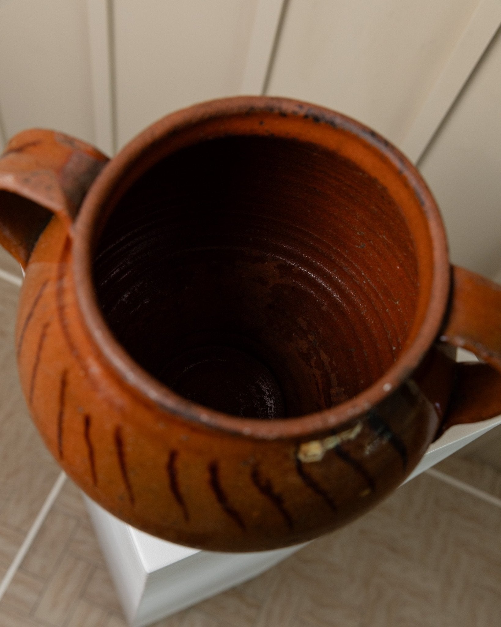 Antique rustic Ceramic confit Pot with Handles - Italy 19th century - vase perfect for farmhouse kitchen decoration, gift idea - Bottega Jacobs