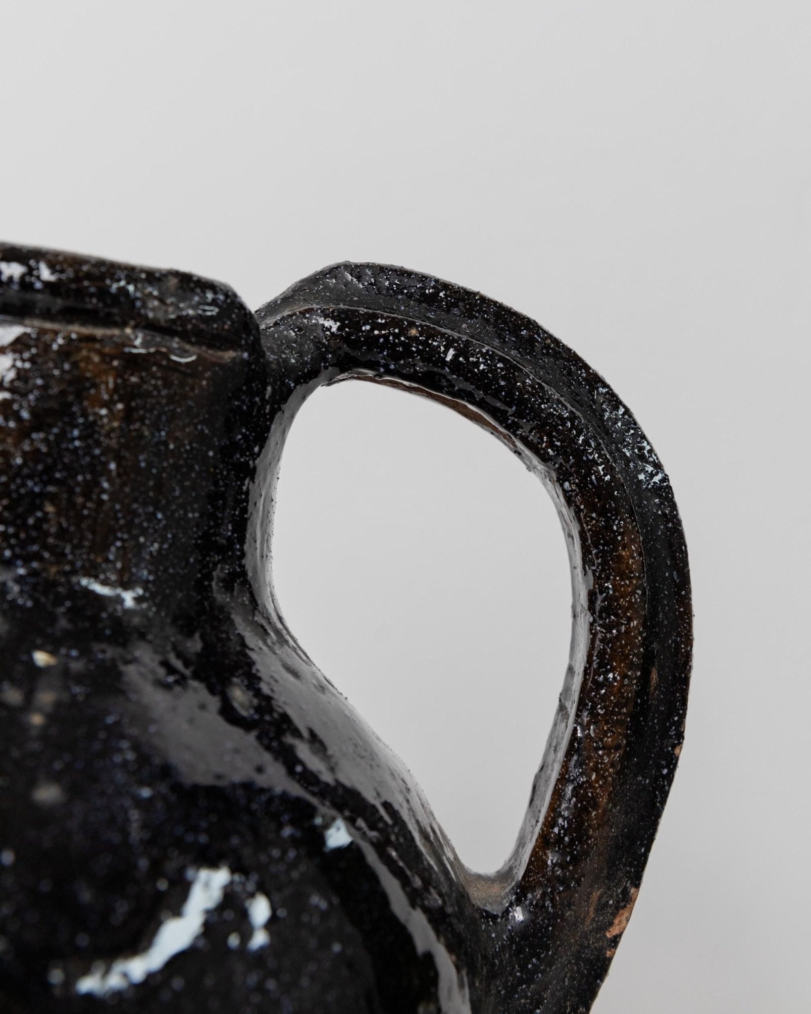 Antique rustic Terracotta Jug with black Glaze - Italy, Lucca, 19th century - country house decoration, wine jug, vase, gift idea_Bottega Jacobs