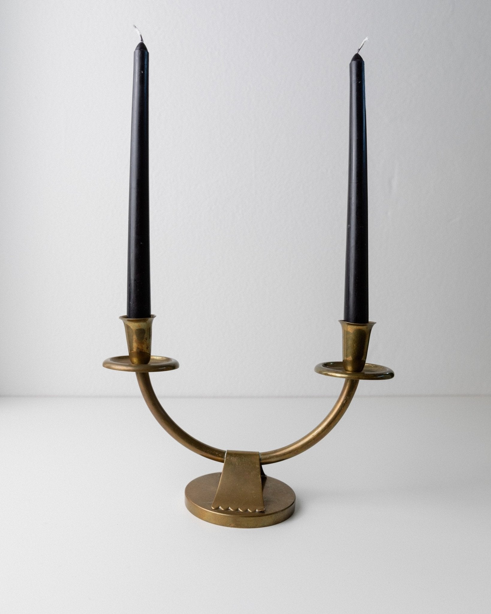 Art Deco design vintage brass candlestick - Classic design Italy 1960s - Decorative candlestick for 2 candles, gift idea - Bottega Jacobs