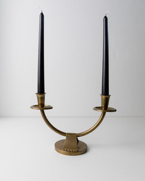 Art Deco design vintage brass candlestick - Classic design Italy 1960s - Decorative candlestick for 2 candles, gift idea - Bottega Jacobs