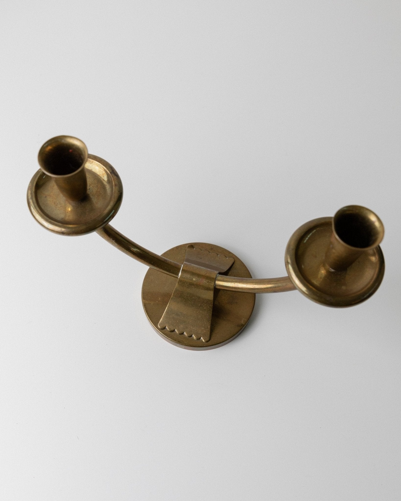 Art Deco design vintage brass candlestick - Classic design Italy 1960s - Decorative candlestick for 2 candles, gift idea - Bottega Jacobs
