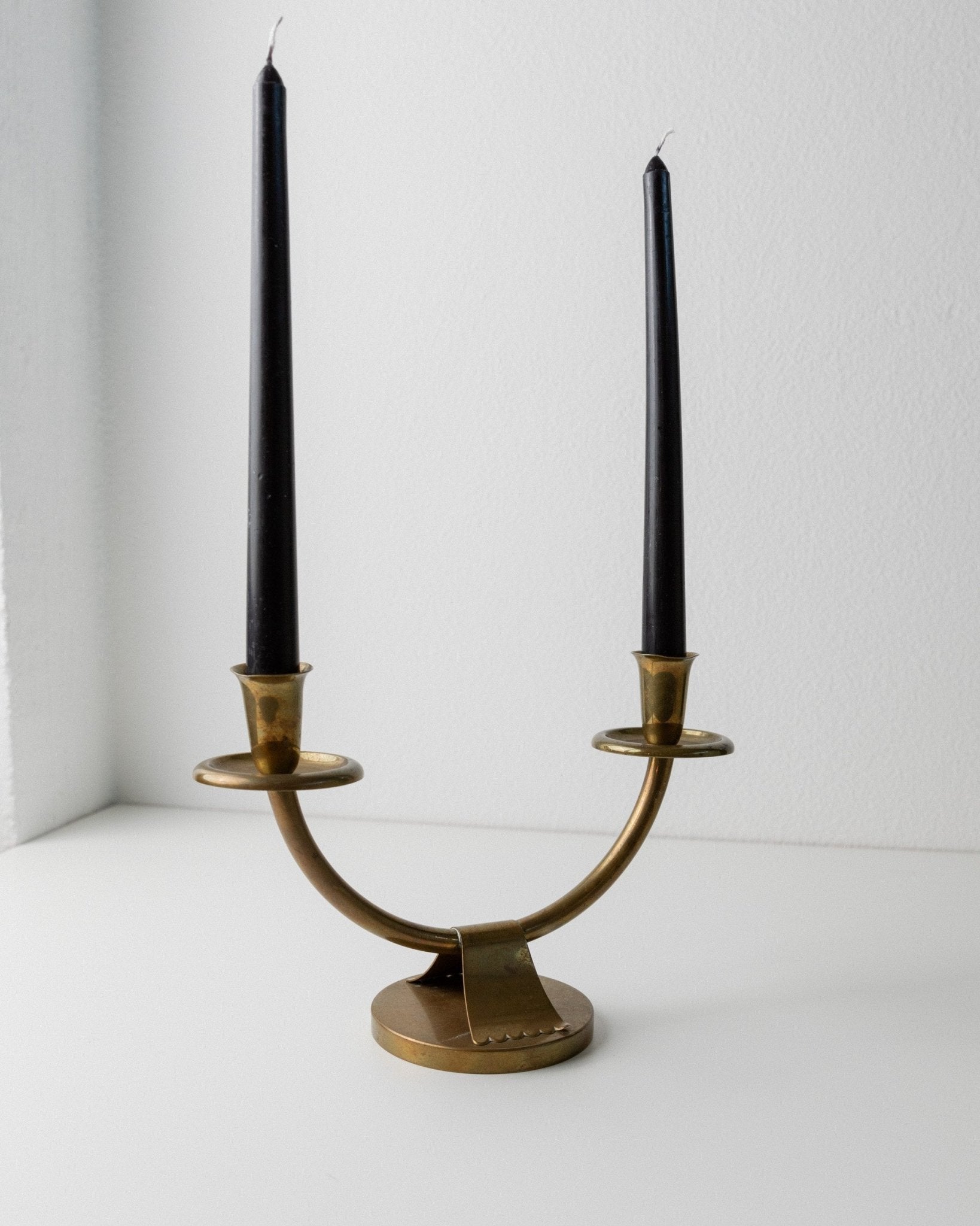 Art Deco design vintage brass candlestick - Classic design Italy 1960s - Decorative candlestick for 2 candles, gift idea - Bottega Jacobs