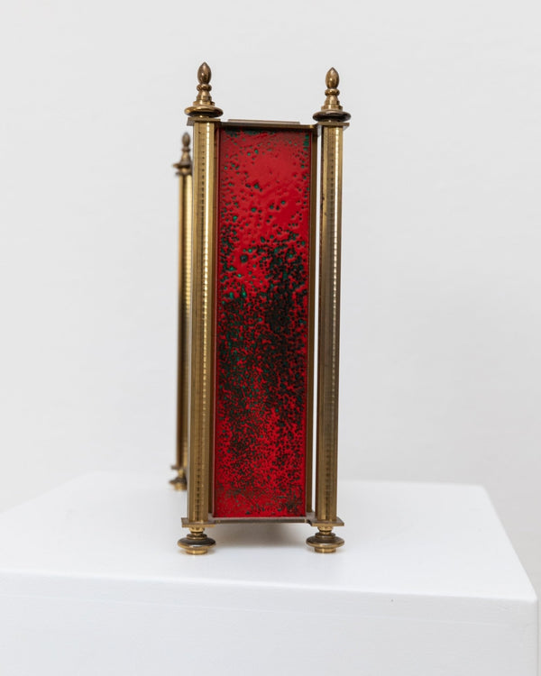 Atlanta desk Clock brass - Vintage standing clock red details - 1970s - Bottega Jacobs