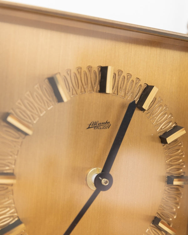 Atlanta desk Clock brass - Vintage standing clock red details - 1970s - Bottega Jacobs