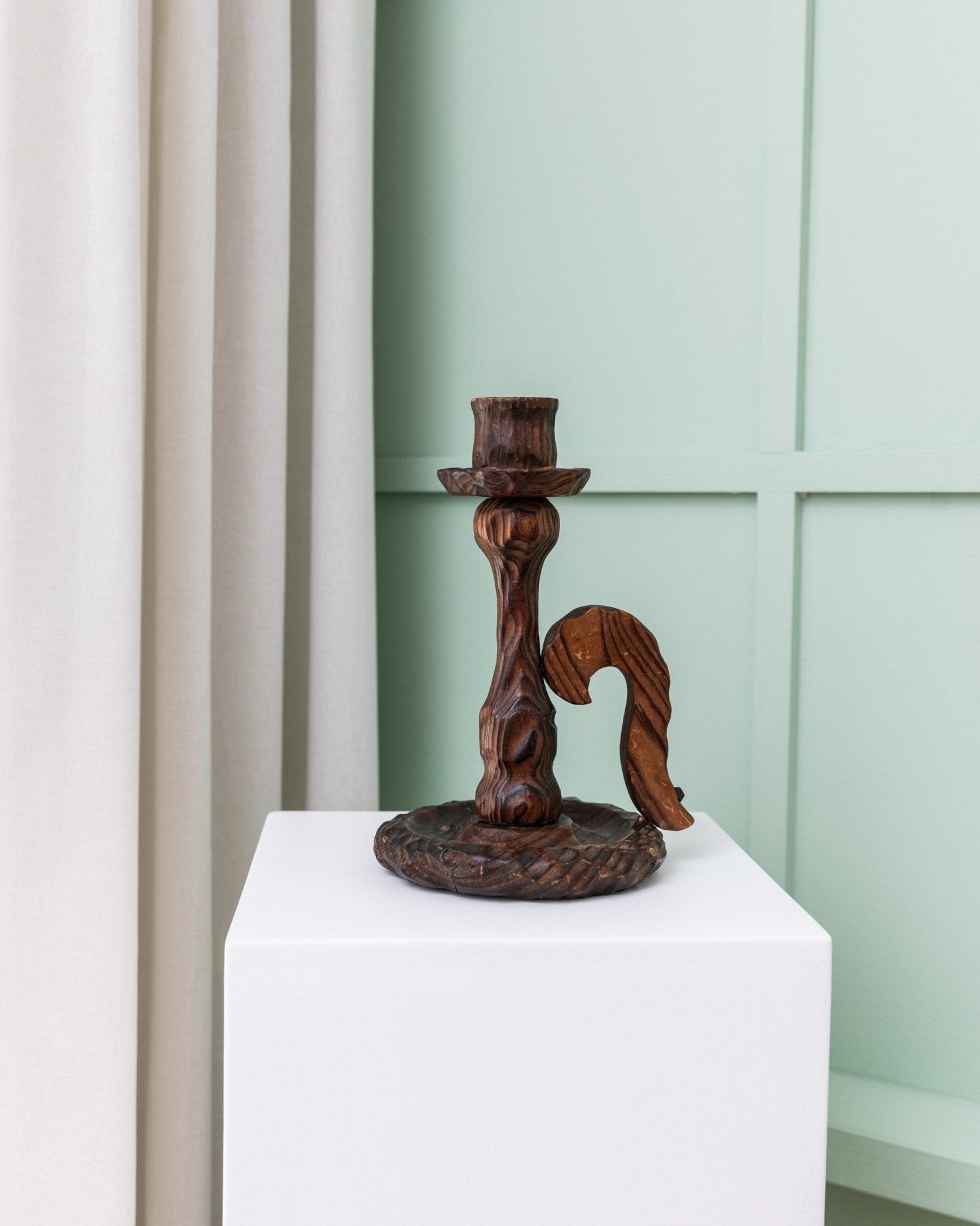 Brutalistic Candle Holder made of wood - made in Italy - 1940s - Bottega Jacobs