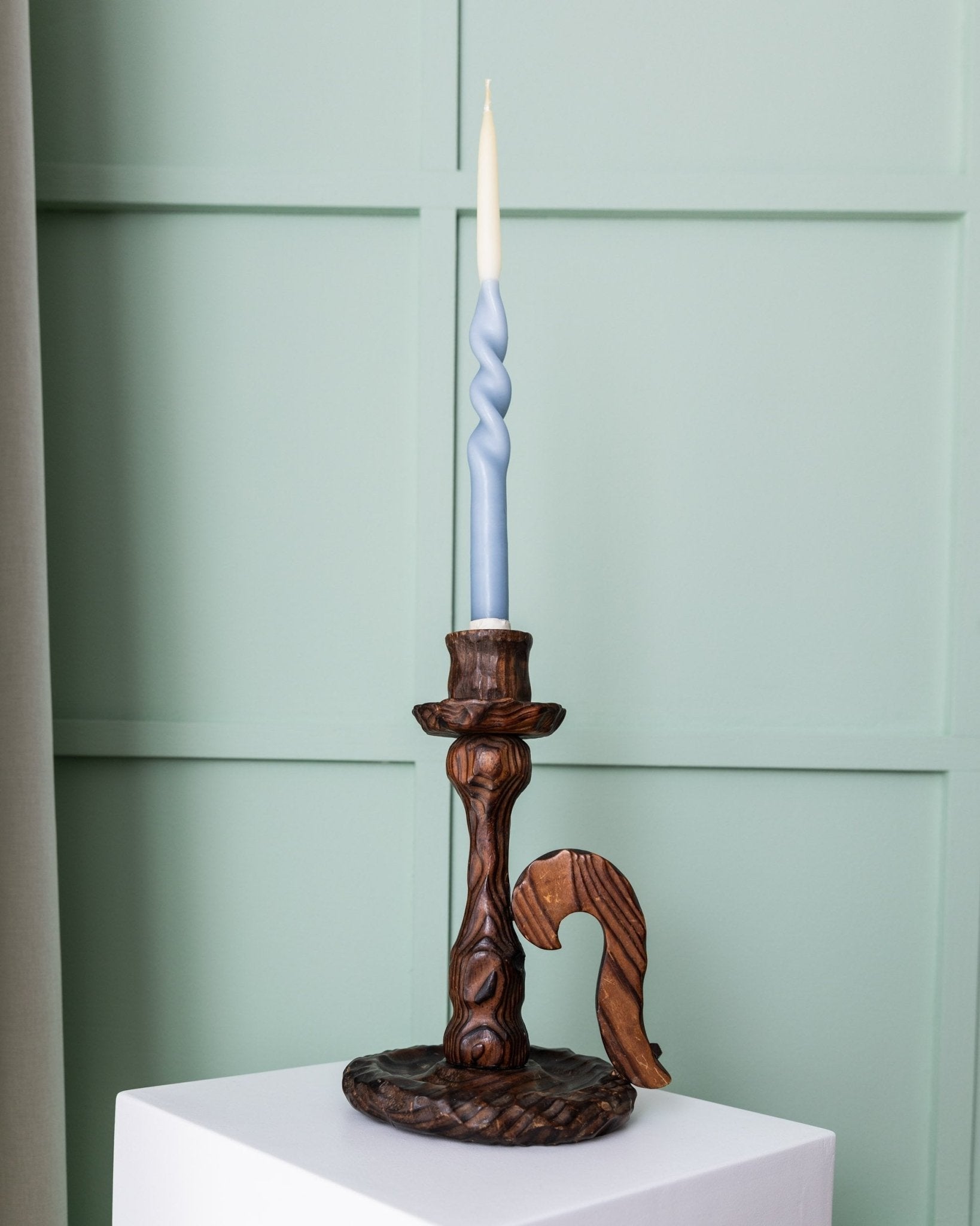 Brutalistic Candle Holder made of wood - made in Italy - 1940s - Bottega Jacobs