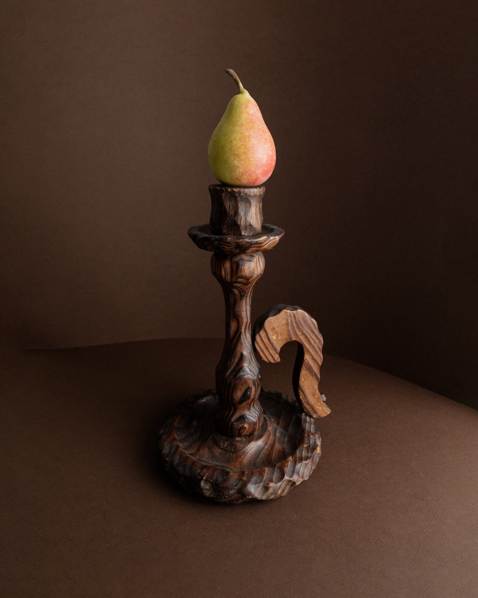 Brutalistic Candle Holder made of wood - made in Italy - 1940s_Bottega Jacobs