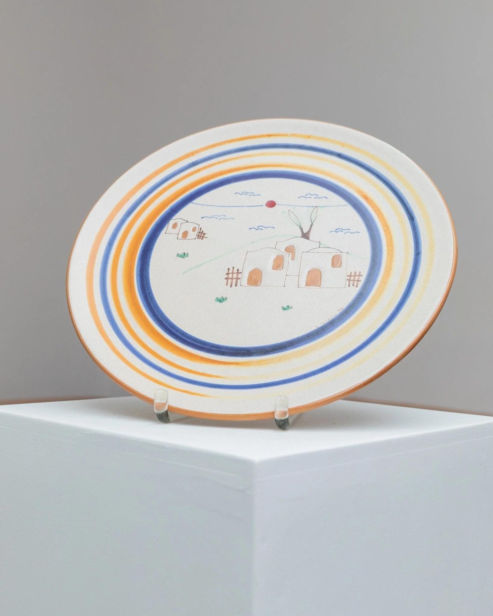 Handpainted Vintage Ceramic wall plate - Italy 1980s - Studio Ceramics, Mid Century Deco - Country house collection plate, Fruit bowl_Bottega Jacobs