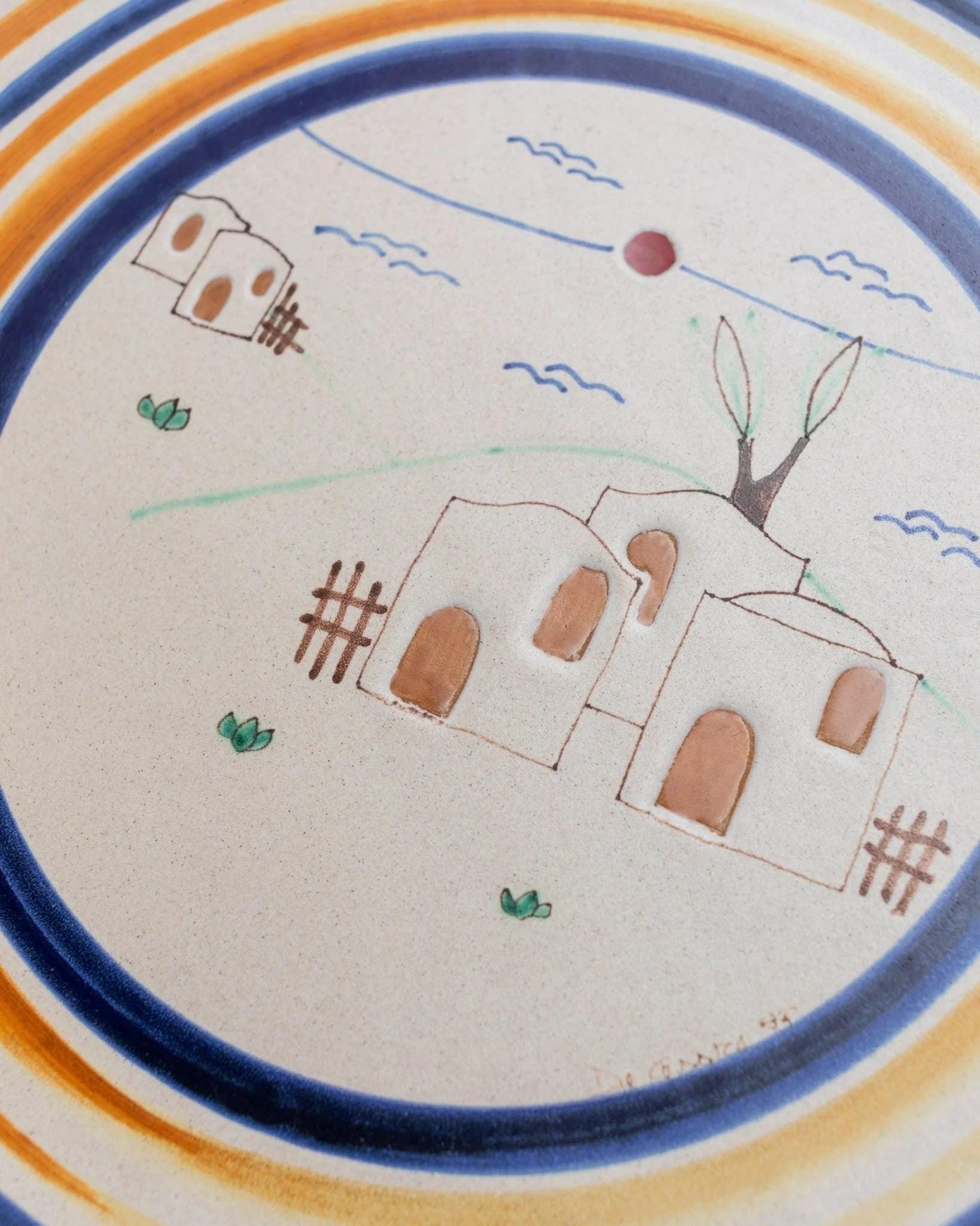 Handpainted Vintage Ceramic wall plate - Italy 1980s - Studio Ceramics, Mid Century Deco - Country house collection plate, Fruit bowl_Bottega Jacobs