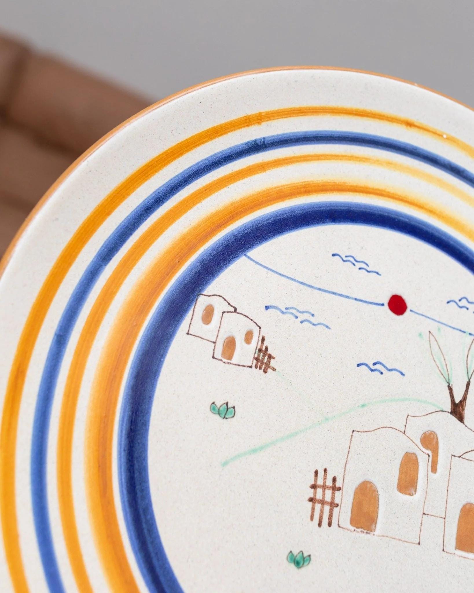 Handpainted Vintage Ceramic wall plate - Italy 1980s - Studio Ceramics, Mid Century Deco - Country house collection plate, Fruit bowl_Bottega Jacobs