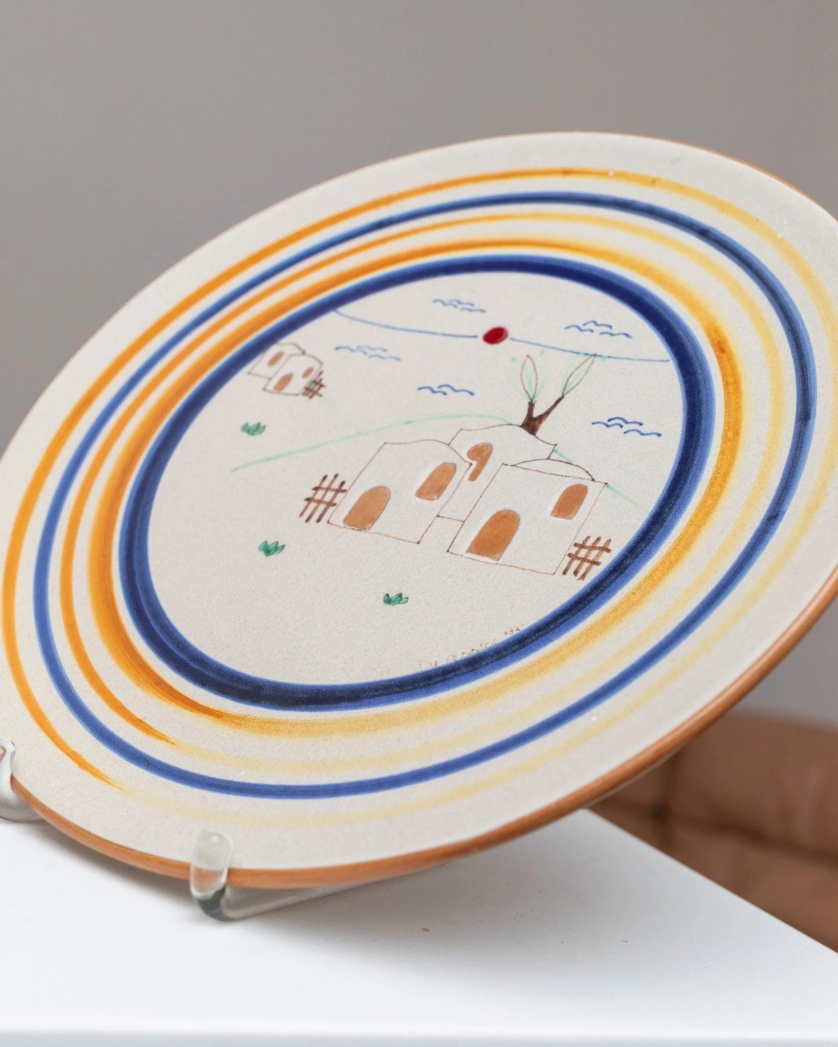 Handpainted Vintage Ceramic wall plate - Italy 1980s - Studio Ceramics, Mid Century Deco - Country house collection plate, Fruit bowl_Bottega Jacobs