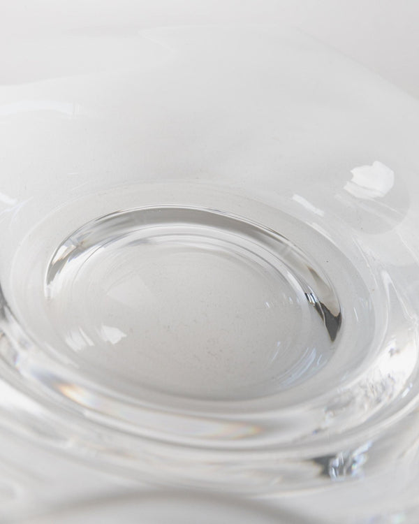 Huge 16,5” Vintage Glass Bowl by Laica Cristalleria - Wavy Shape, Clear Glass, Centerpiece or Fruit Bowl - Italy 1990s - timeless tabledecor_Bottega Jacobs
