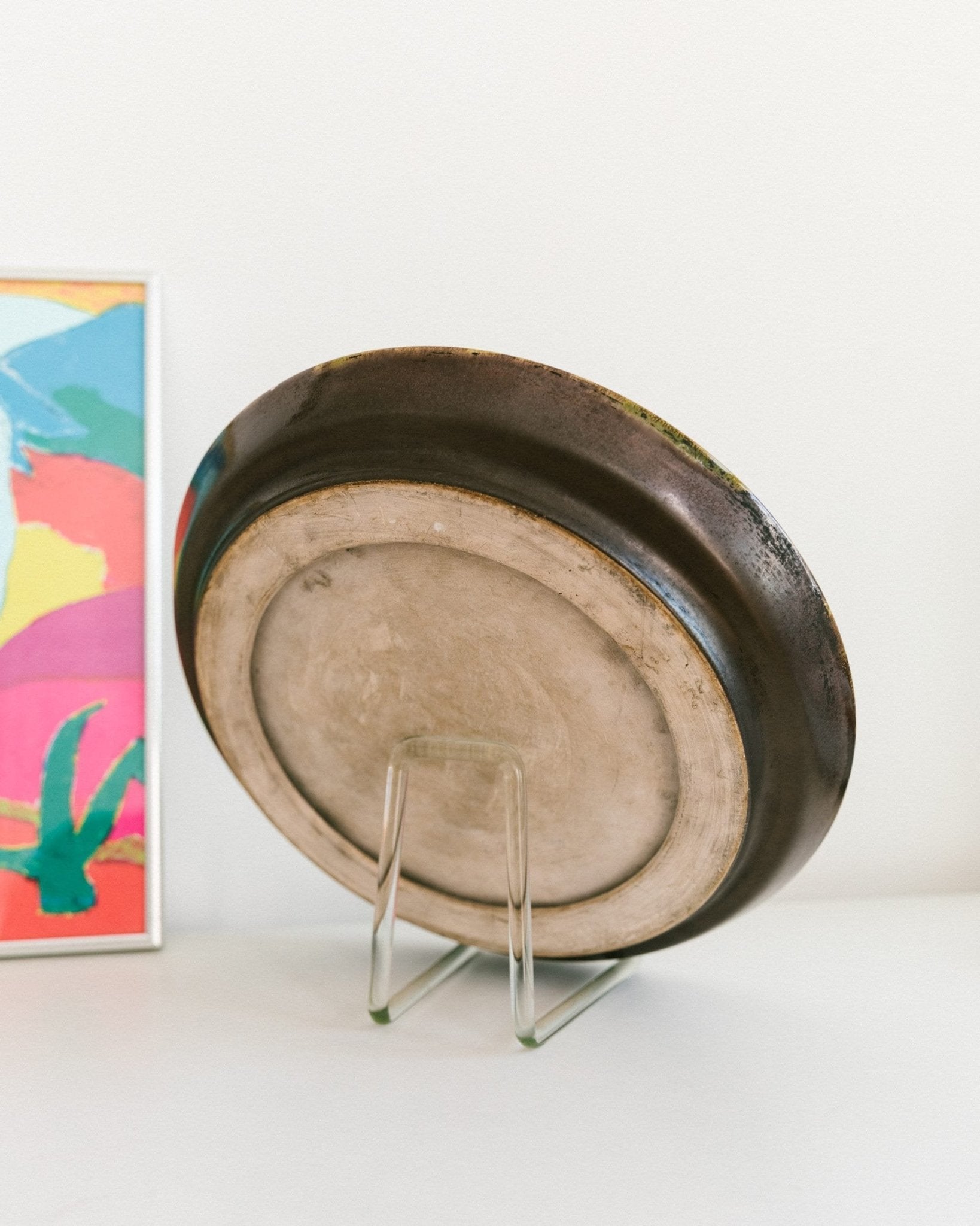 Huge fish fat lava wall plate West German ceramics, modernist 60s 70s vintage mid century - Bottega Jacobs