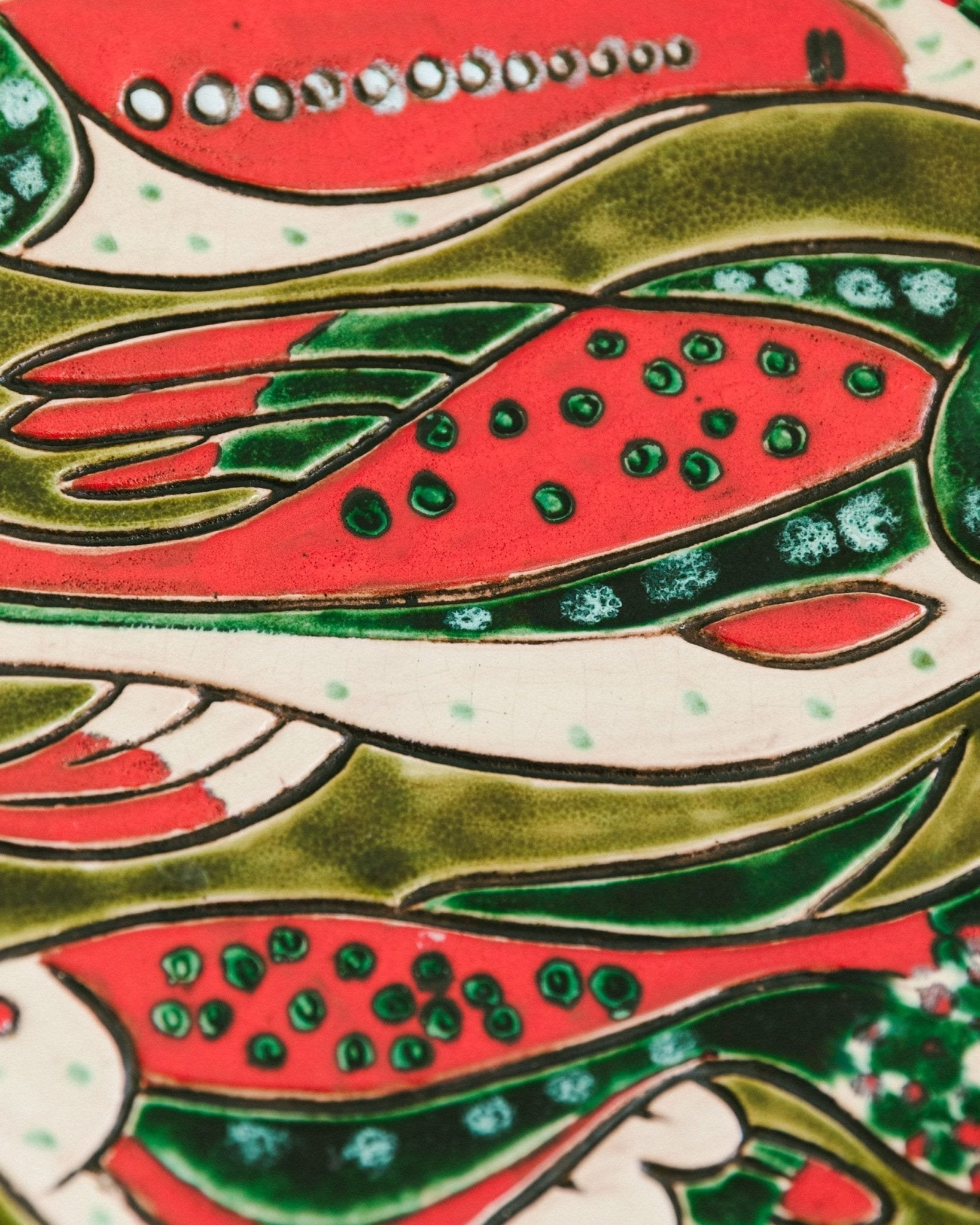 Huge fish fat lava wall plate West German ceramics, modernist 60s 70s vintage mid century - Bottega Jacobs