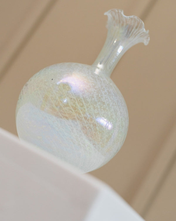 Iridescent Murano glass vase 1940s - Vintage Fenton ruffled vase with swirl - Italian glass art - Bottega Jacobs
